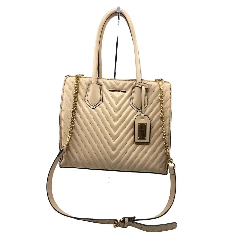 Aldo Bag Shoulder Crossbody‎ Nude Pink Gold Hardware Quilted Faux Leather
